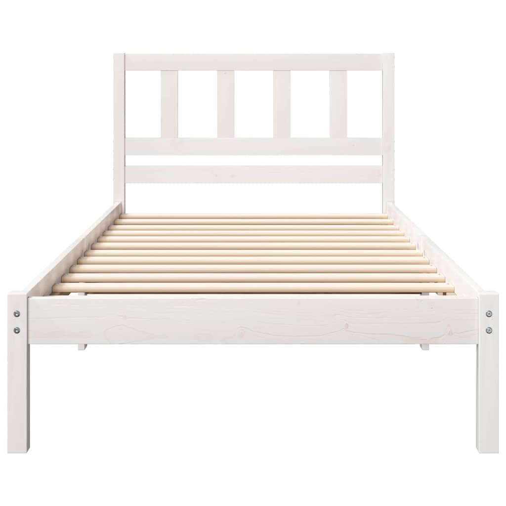 Bed Frame with Headboard White 90 x 200 cm Solid pine wood