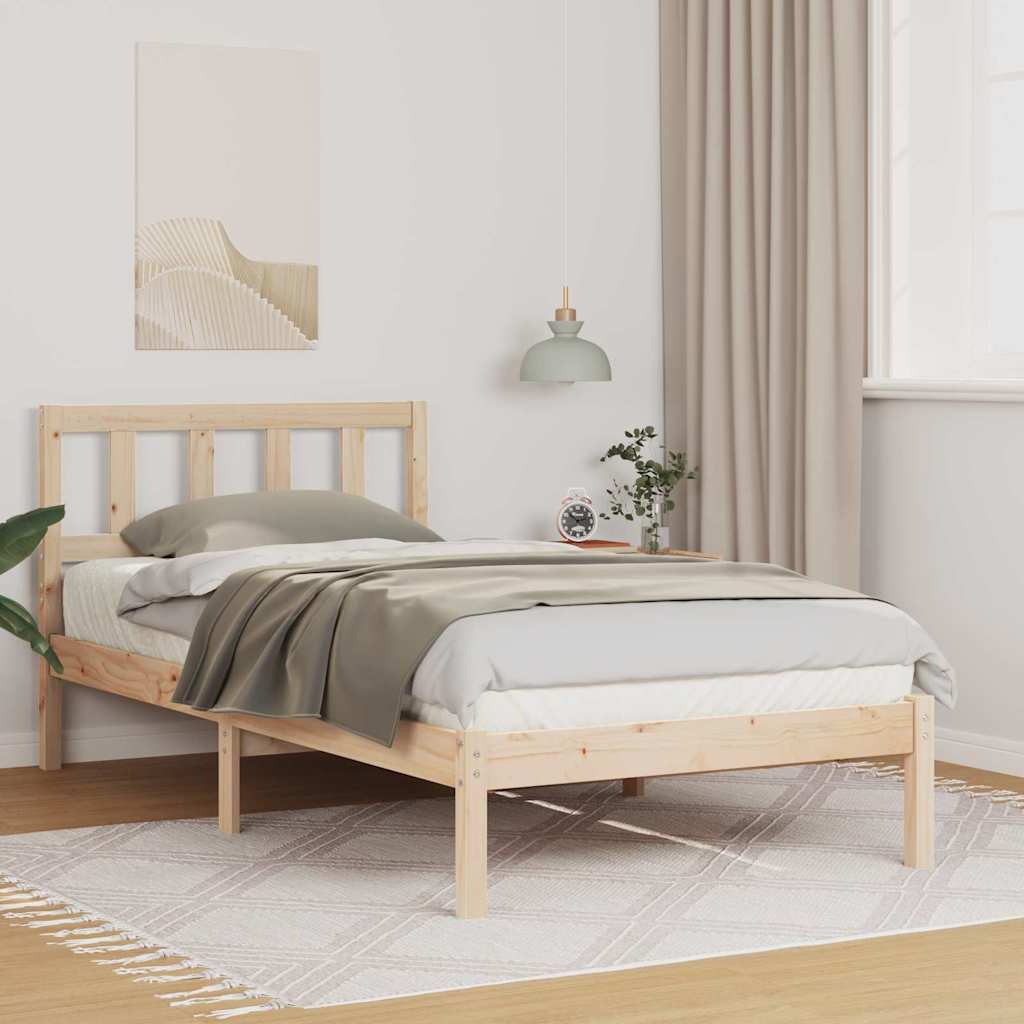 Bed Frame with Headboard Brown 100 x 200 cm Solid pine wood