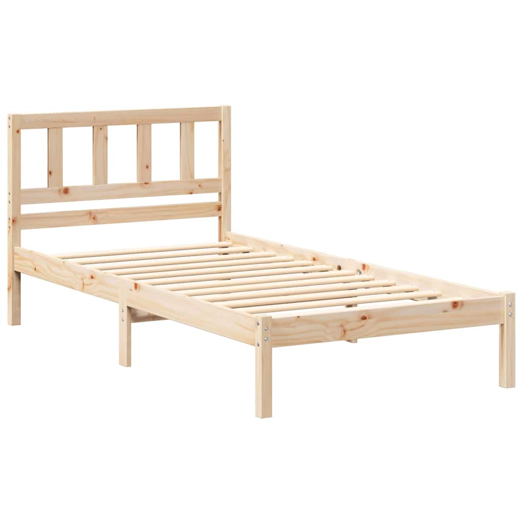 Bed Frame with Headboard Brown 100 x 200 cm Solid pine wood