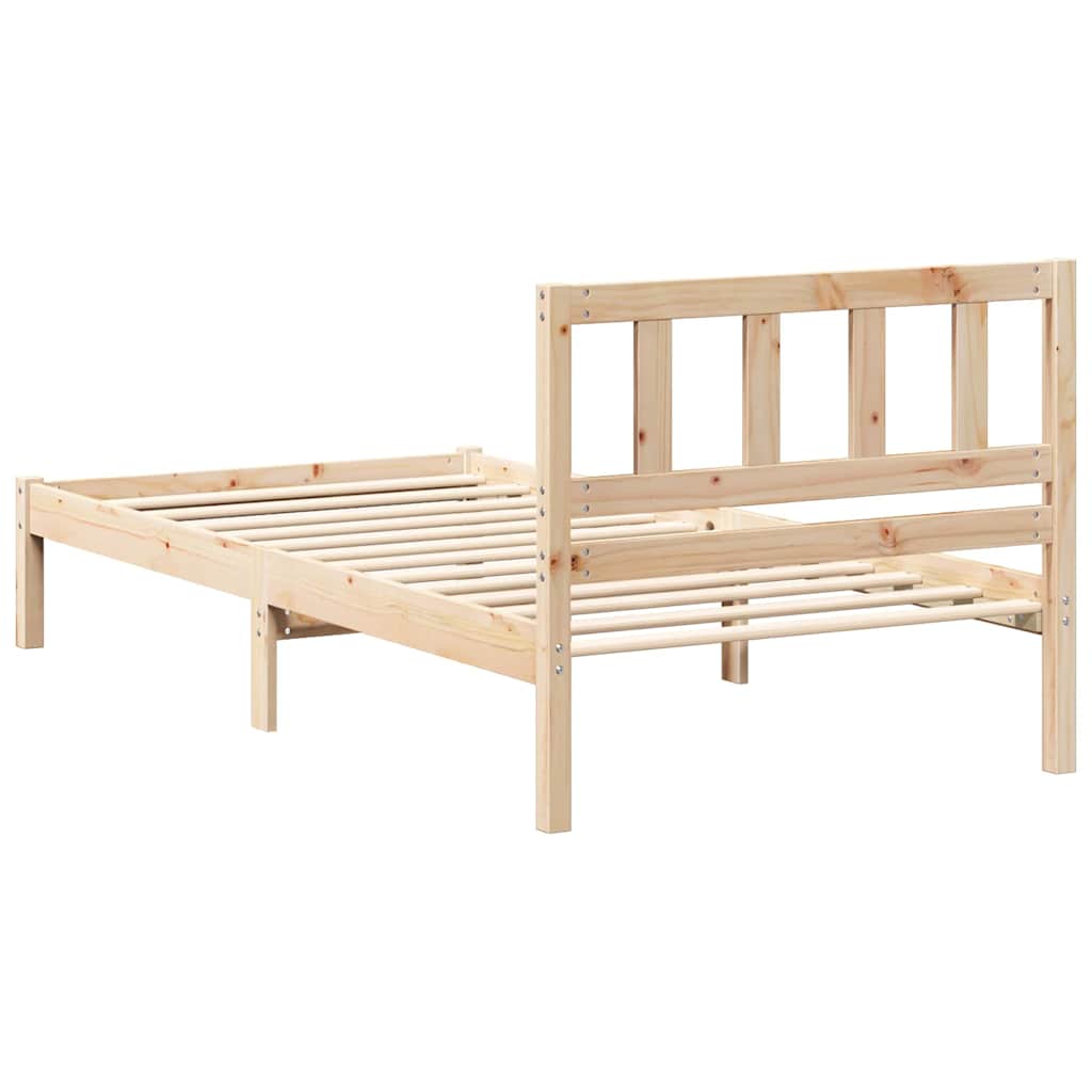 Bed Frame with Headboard Brown 100 x 200 cm Solid pine wood