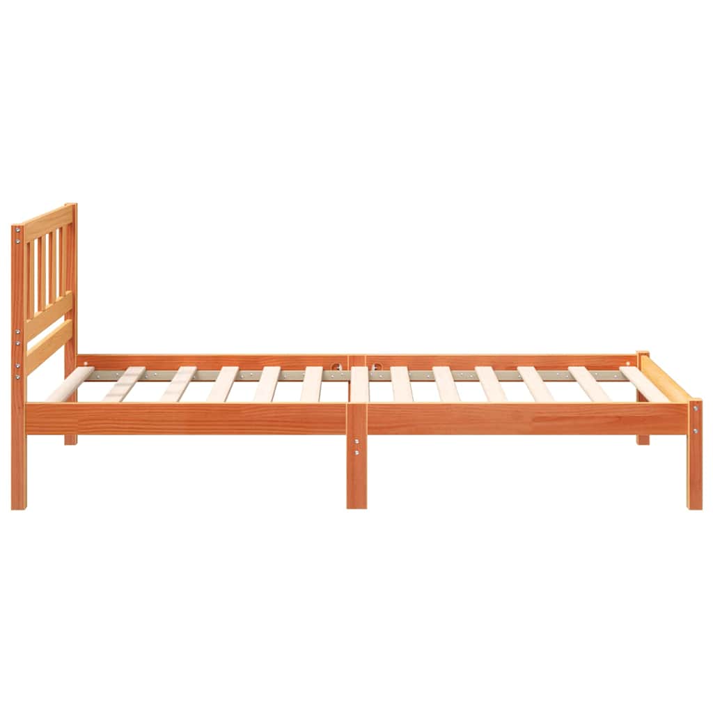 Bed Frame with Headboard Wax brown 90 x 190 cm Solid pine wood