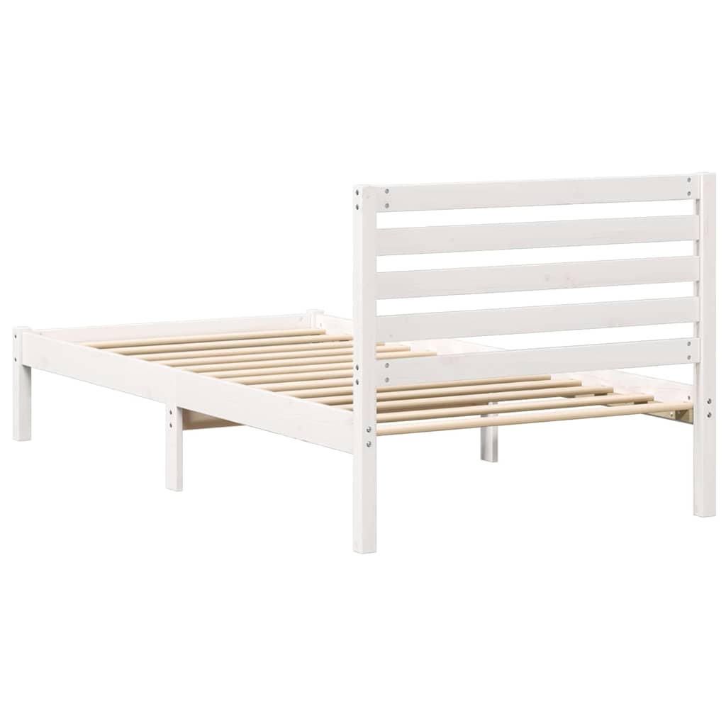 Bed Frame with Headboard White 100 x 200 cm Solid pine wood