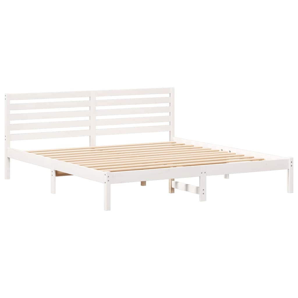 Bed Frame with Headboard White 180 x 200 cm Solid pine wood