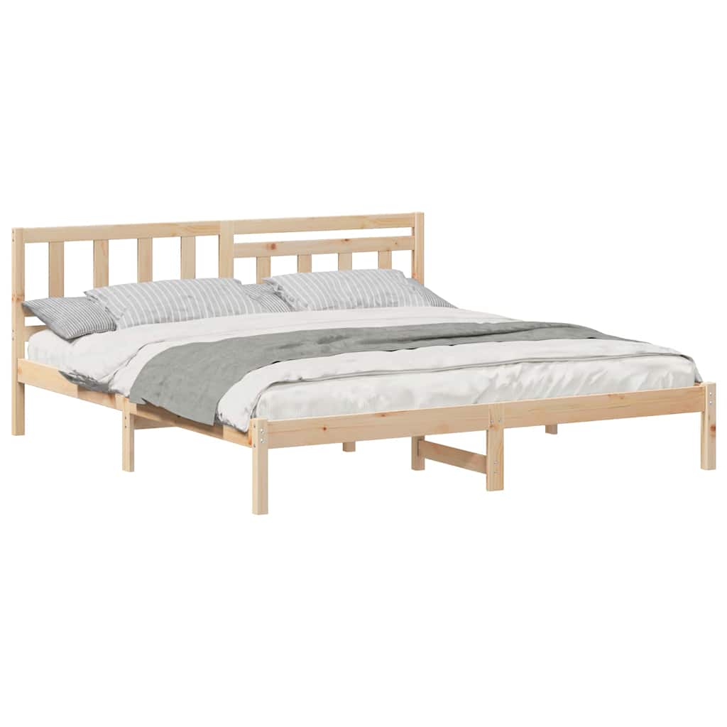 Bed Frame with Headboard Brown 160 x 200 cm Solid pine wood