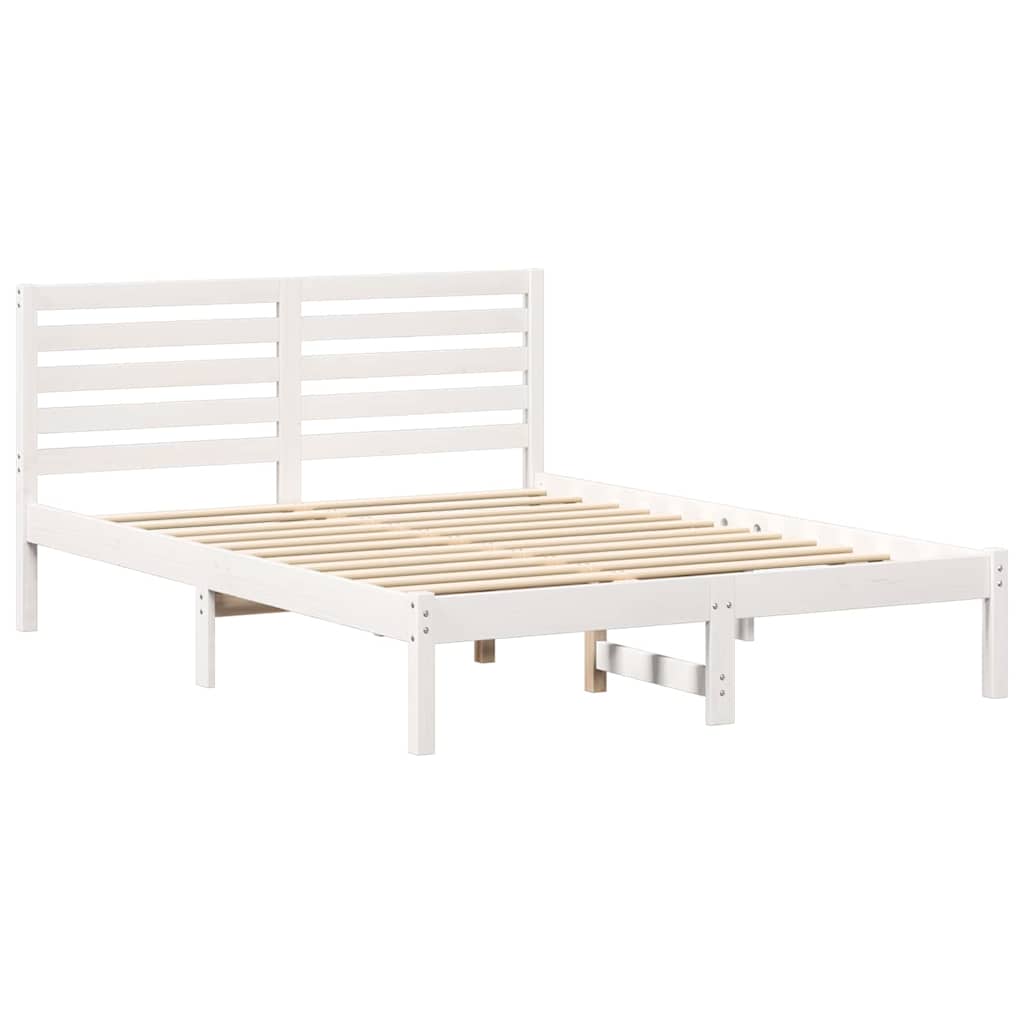 Bed Frame with Headboard White 120 x 200 cm Solid pine wood