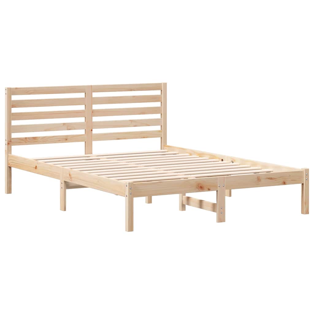 Bed Frame with Headboard Brown 140 x 190 cm Solid pine wood