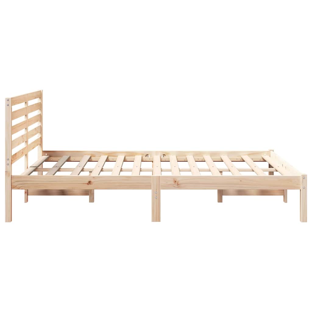 Bed Frame with Headboard Brown 140 x 190 cm Solid pine wood