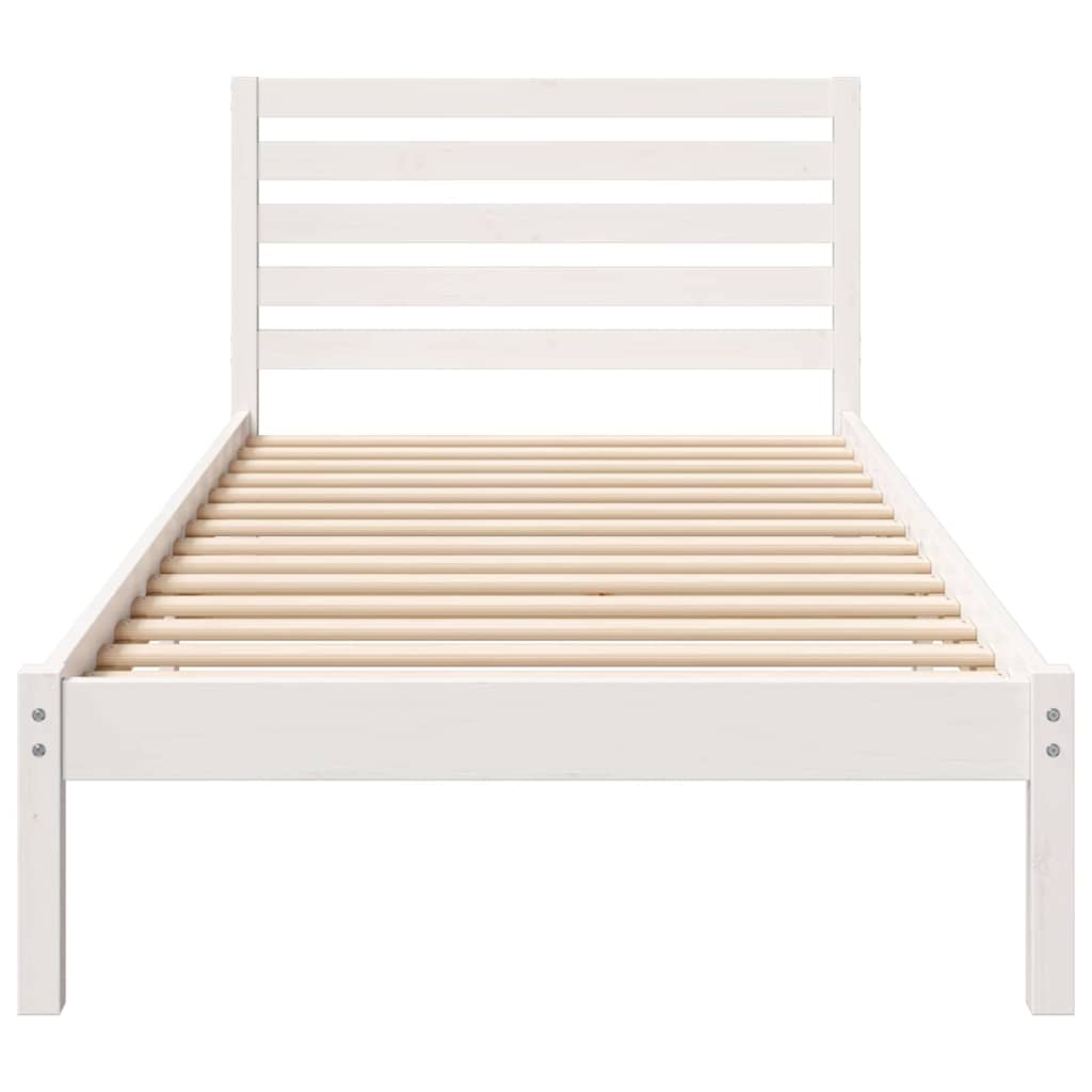 Bed Frame with Headboard White 100 x 210 cm Solid pine wood