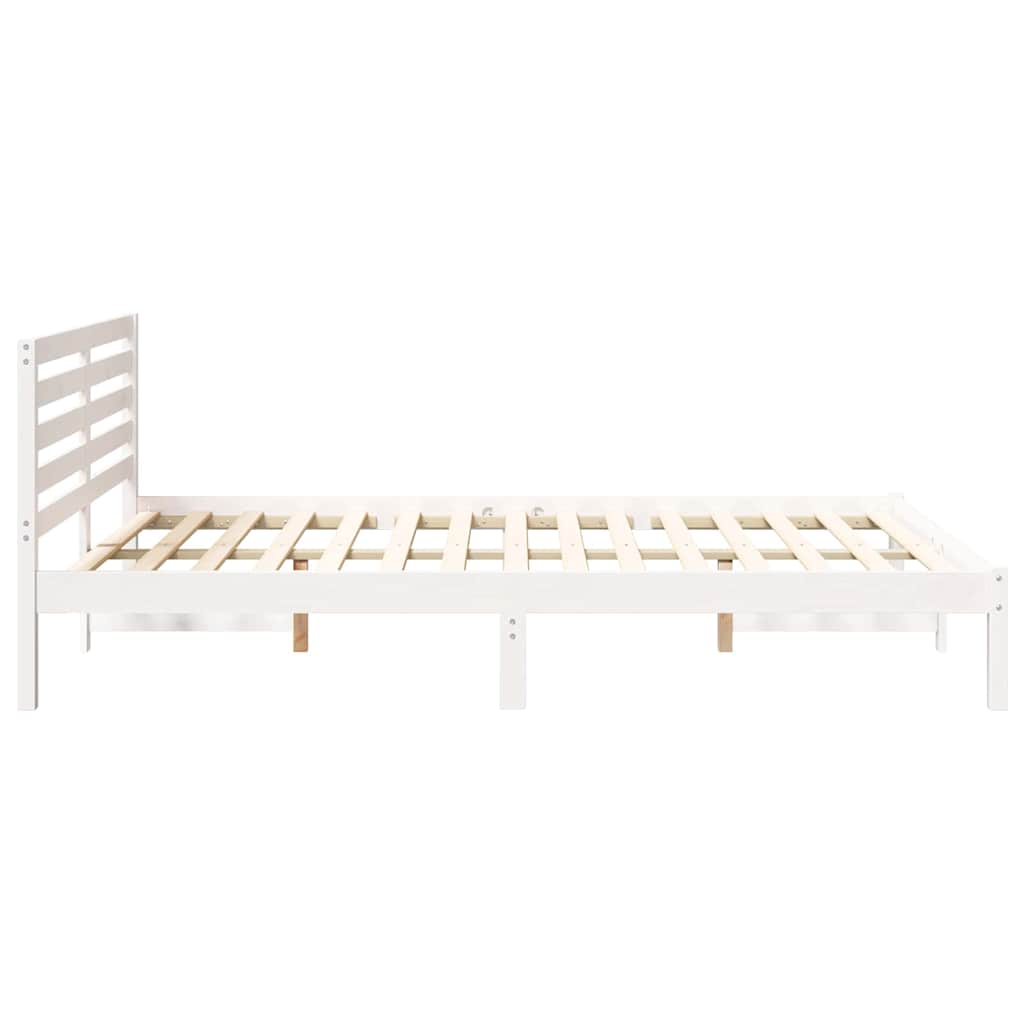 Bed Frame with Headboard White 140 x 210 cm Solid pine wood