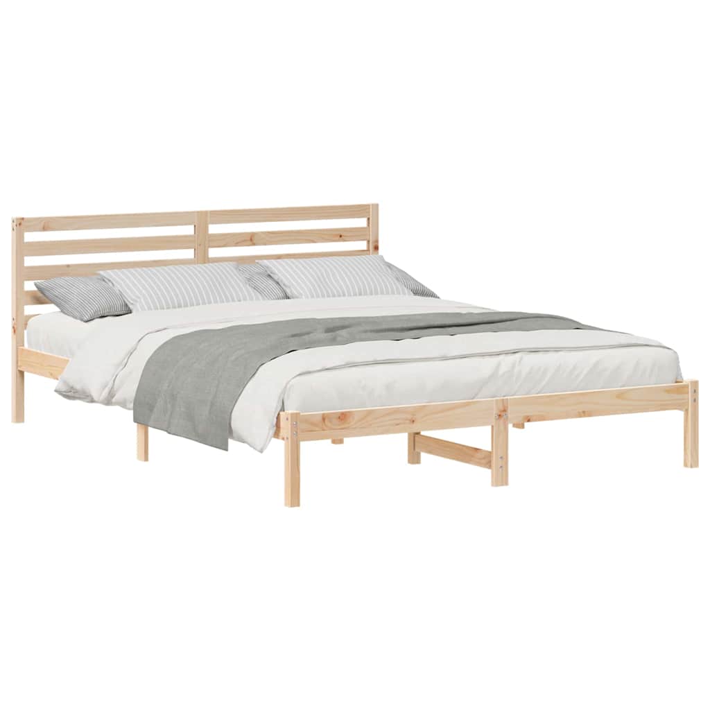 Bed Frame with Headboard Brown 160 x 210 cm Solid pine wood