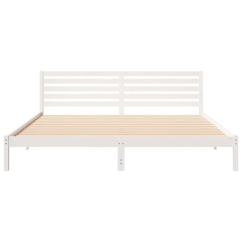 Bed Frame with Headboard White 180 x 210 cm Solid pine wood