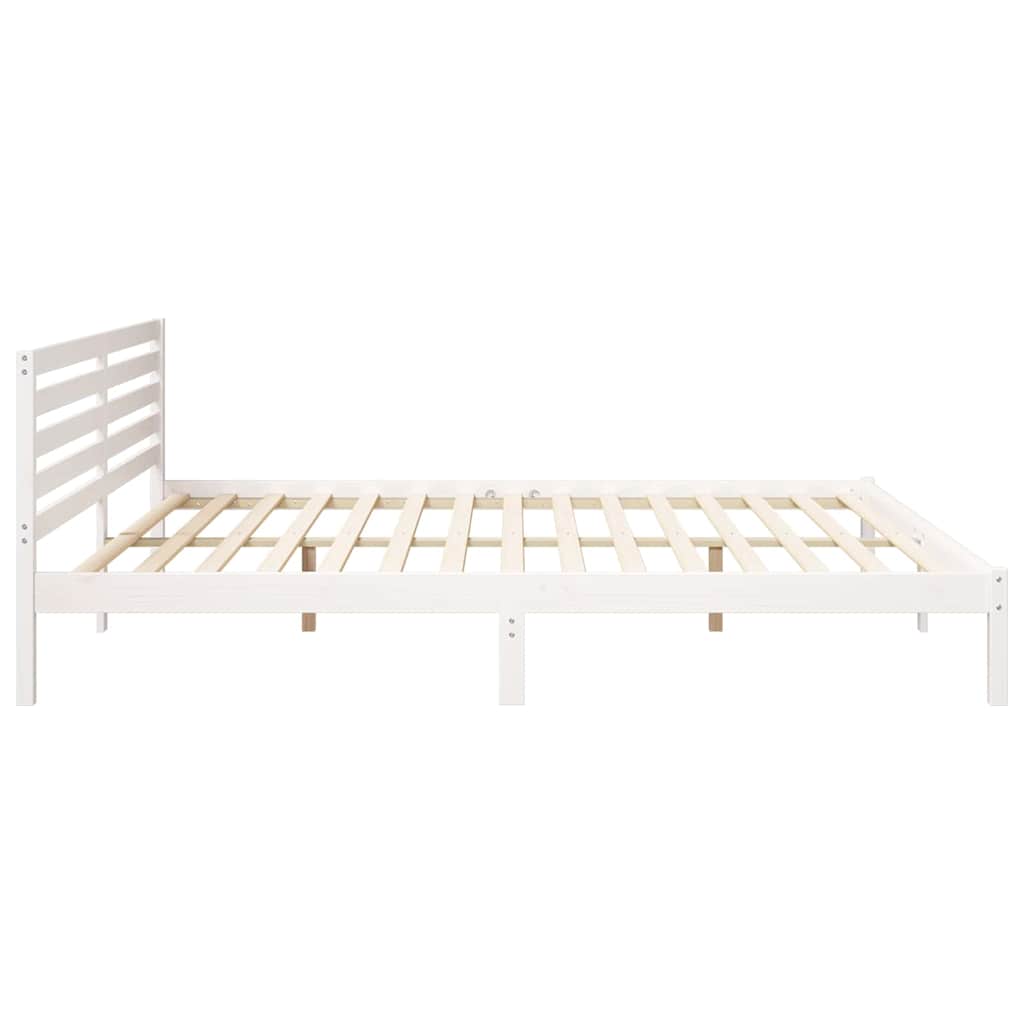 Bed Frame with Headboard White 180 x 210 cm Solid pine wood