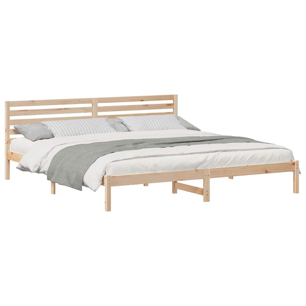 Bed Frame with Headboard Brown 200 x 210 cm Solid pine wood