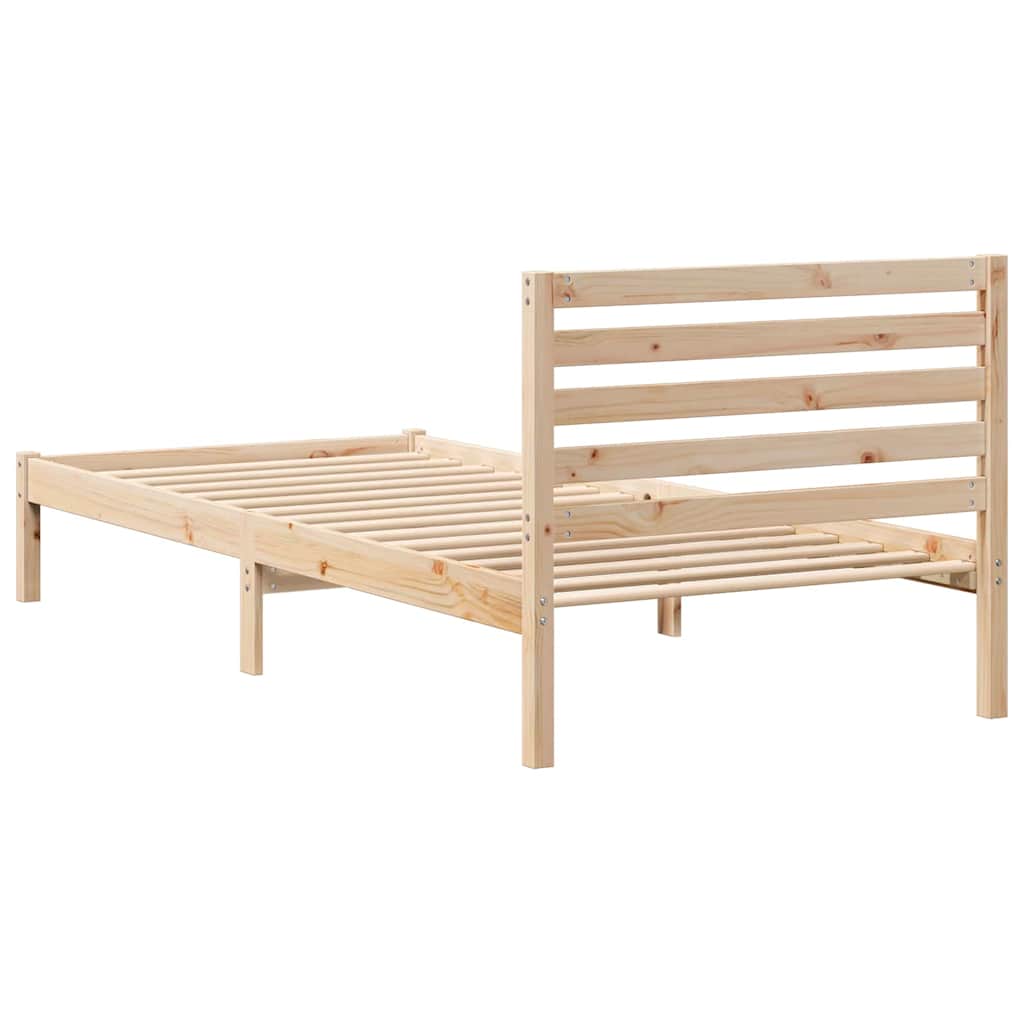 Bed Frame with Headboard Brown 90 x 220 cm Solid pine wood