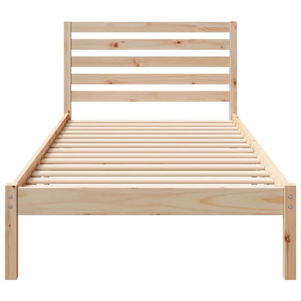 Bed Frame with Headboard Brown 100 x 220 cm Solid pine wood