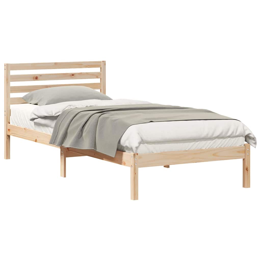 Bed Frame with Headboard Brown 100 x 220 cm Solid pine wood