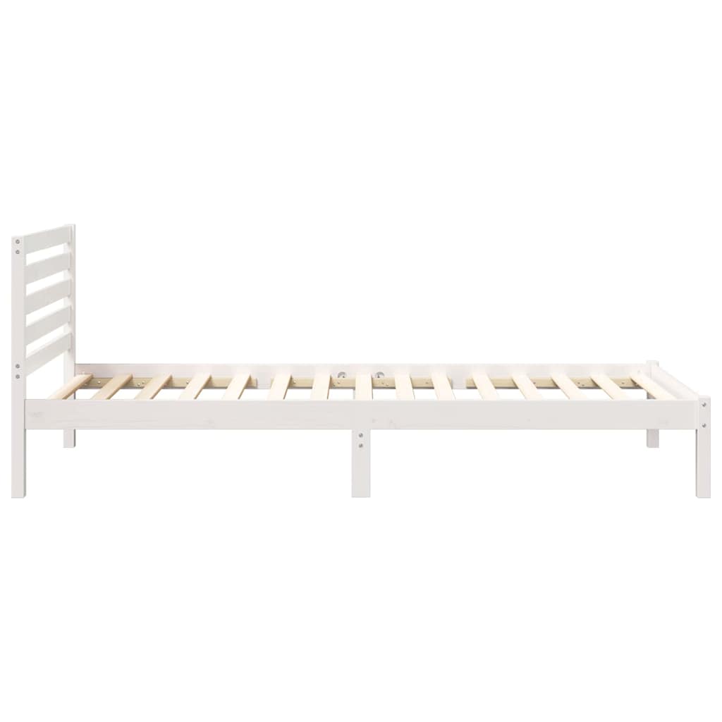 Bed Frame with Headboard White 100 x 220 cm Solid pine wood