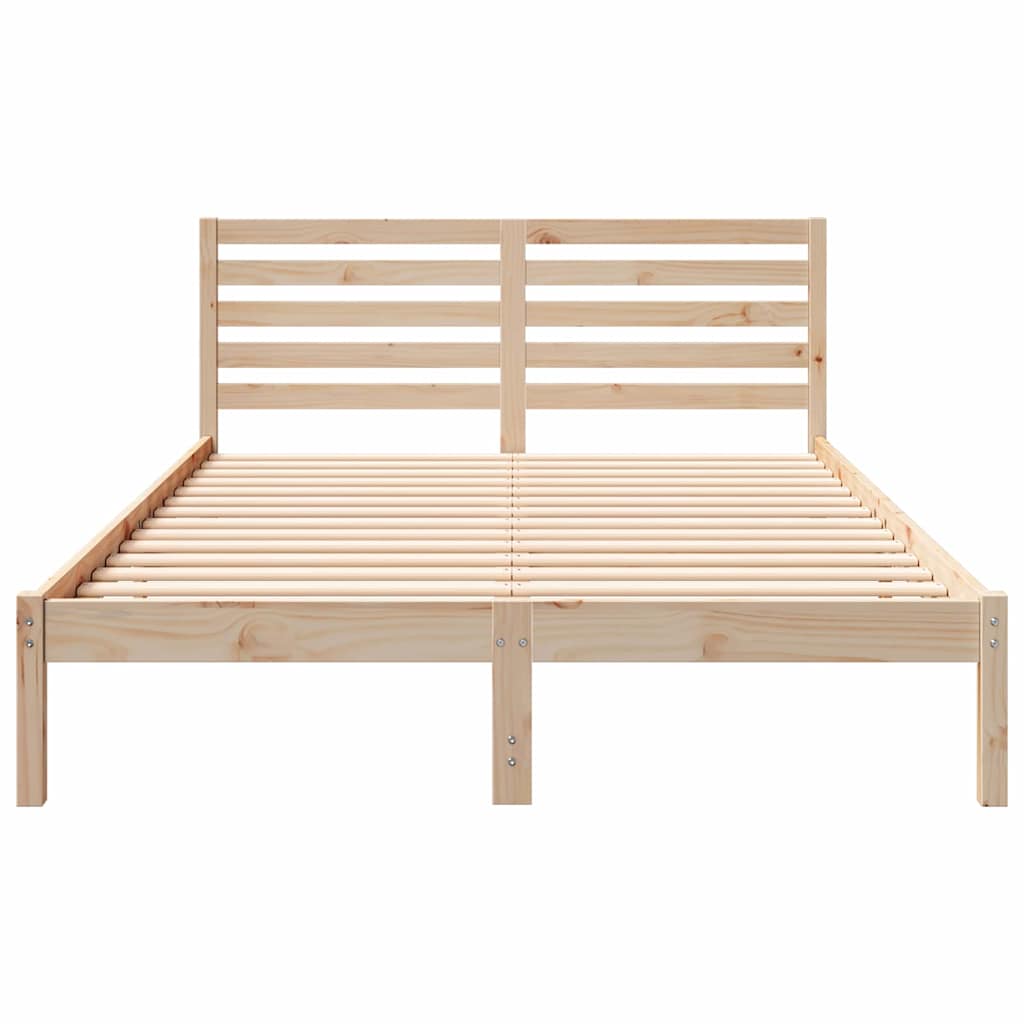 Bed Frame with Headboard Brown 140 x 220 cm Solid pine wood