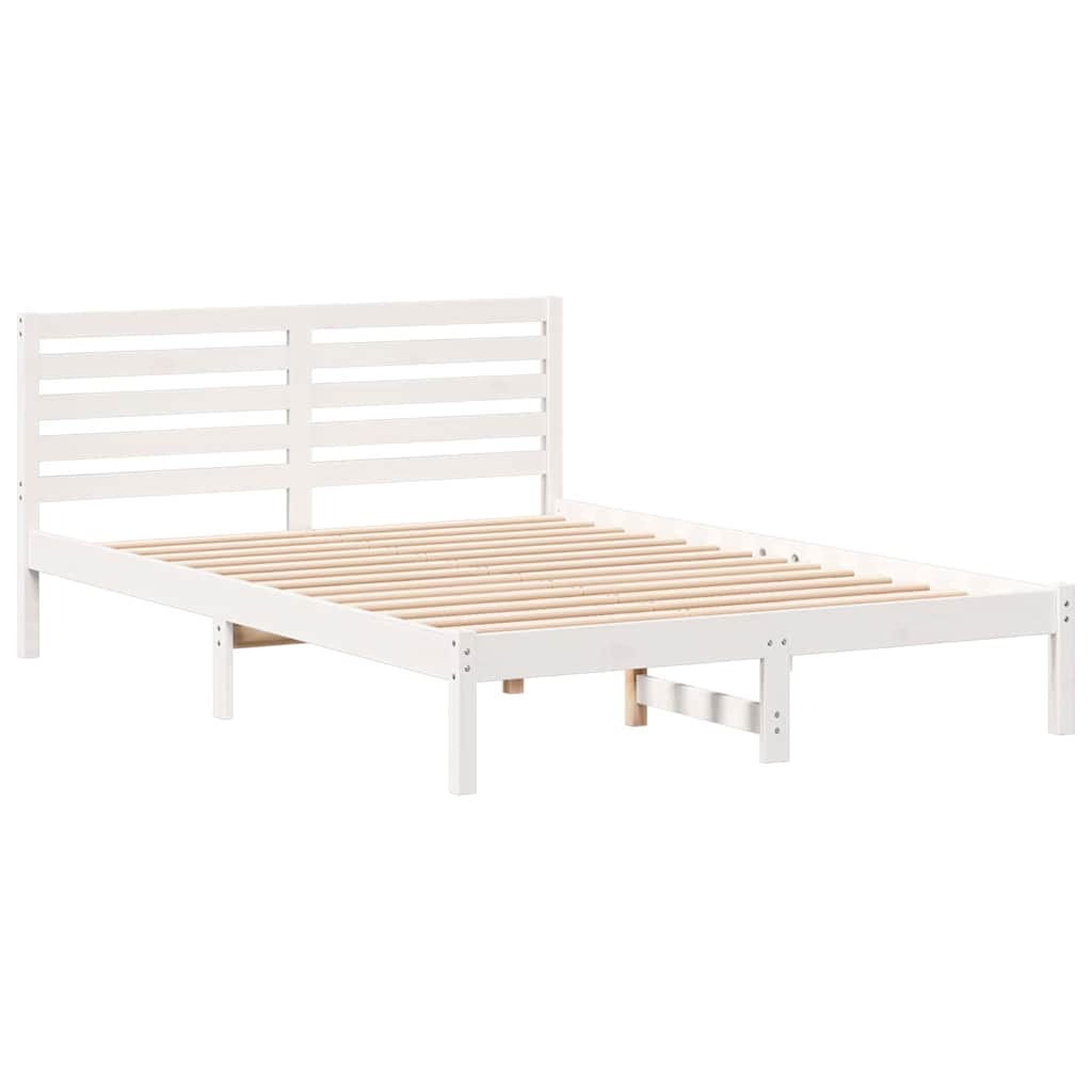 Bed Frame with Headboard White 140 x 220 cm Solid pine wood