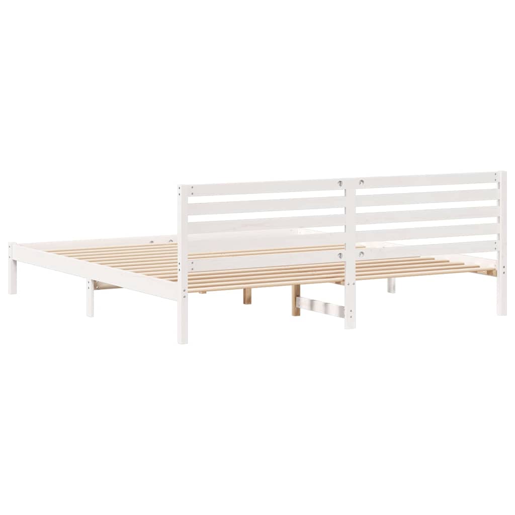 Bed Frame with Headboard White 180 x 220 cm Solid pine wood