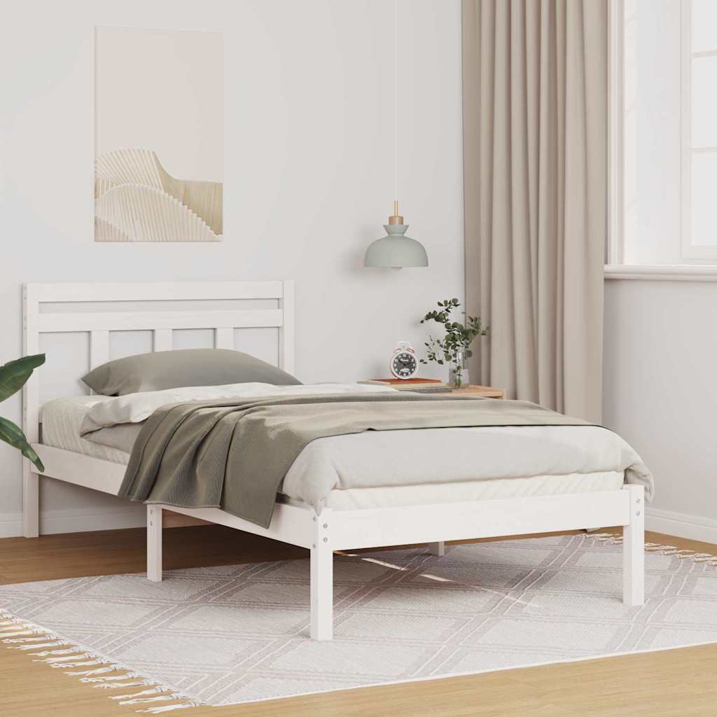 Bed Frame White Solid pine wood