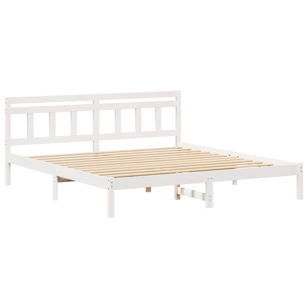 Bed Frame with Headboard White Solid pine wood