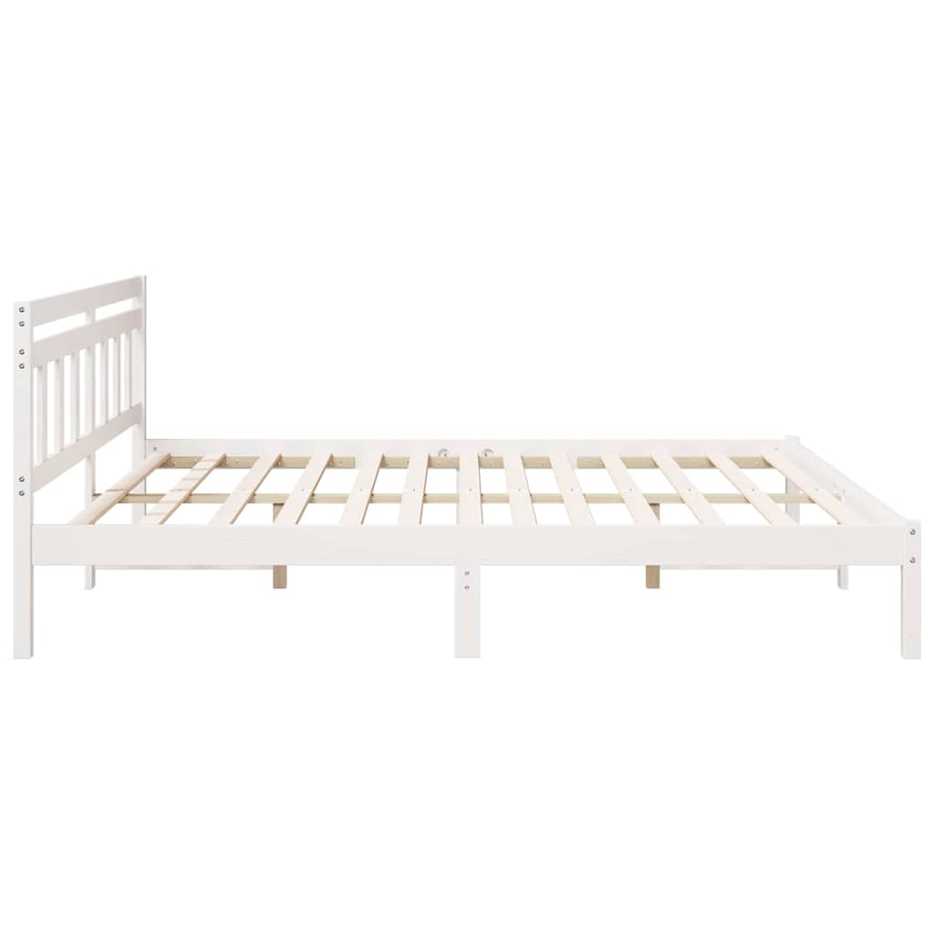 Bed Frame with Headboard White Solid pine wood