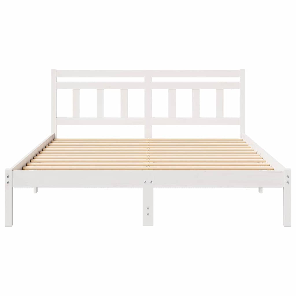 Bed Frame with Headboard White Pine wood