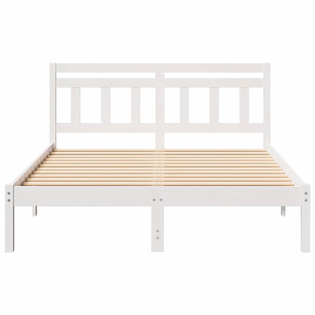 Bed Frame with Headboard White Solid pine wood