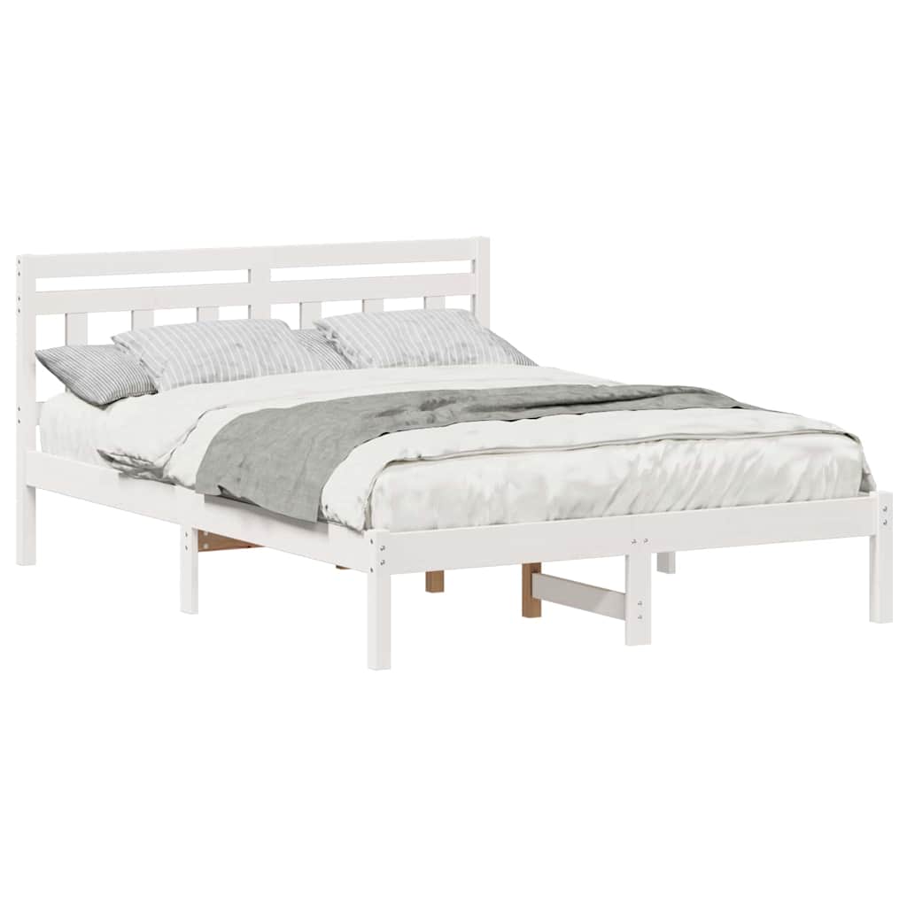 Bed Frame with Headboard White Pine wood