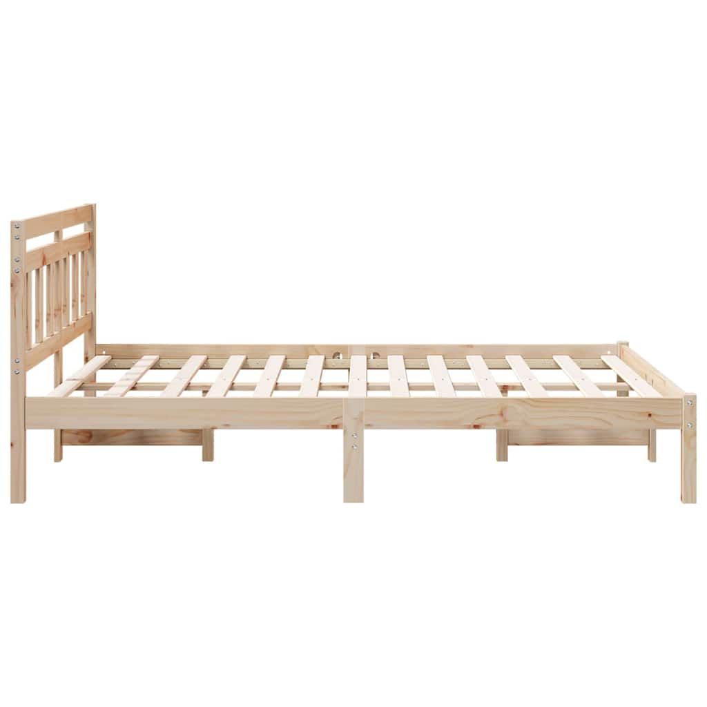 Bed Frame with Headboard Brown Solid pine wood