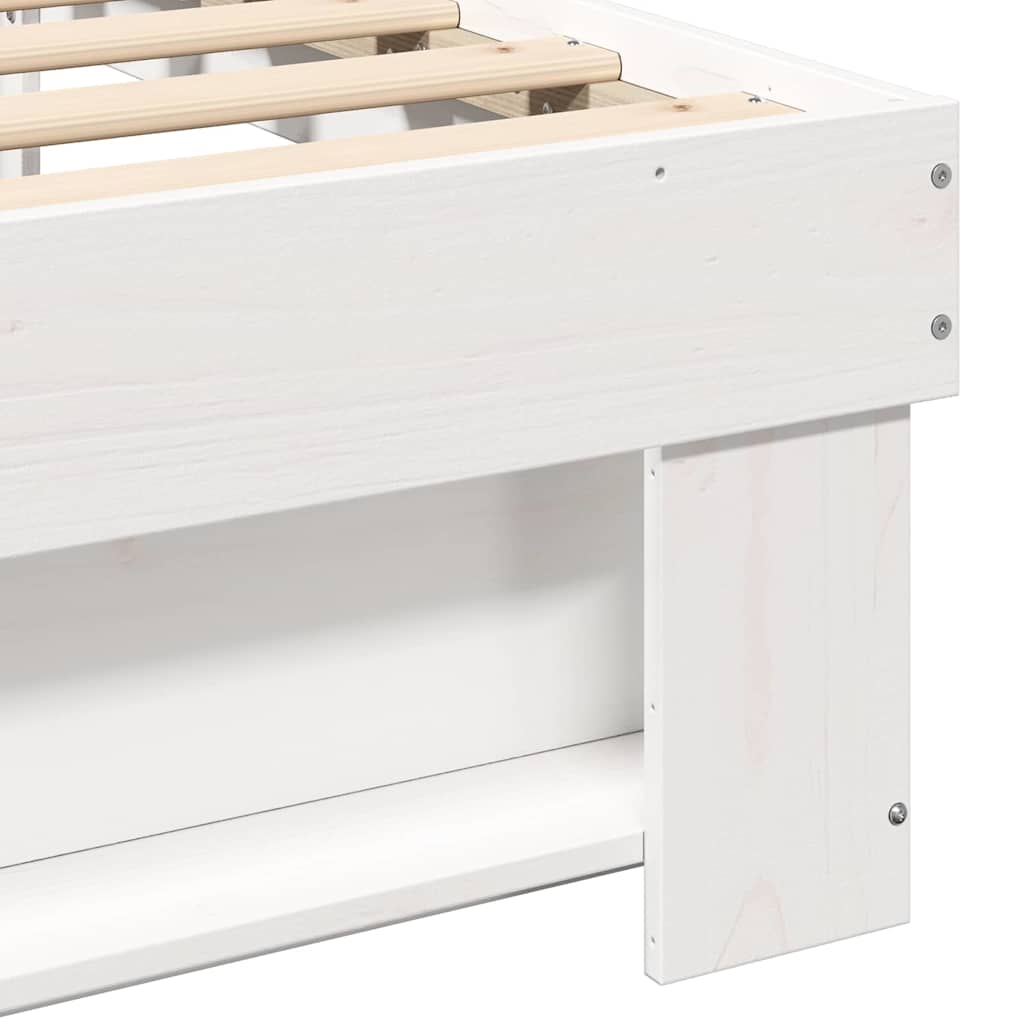 Bed Frame with Headboard White 135 x 190 cm Solid pine wood