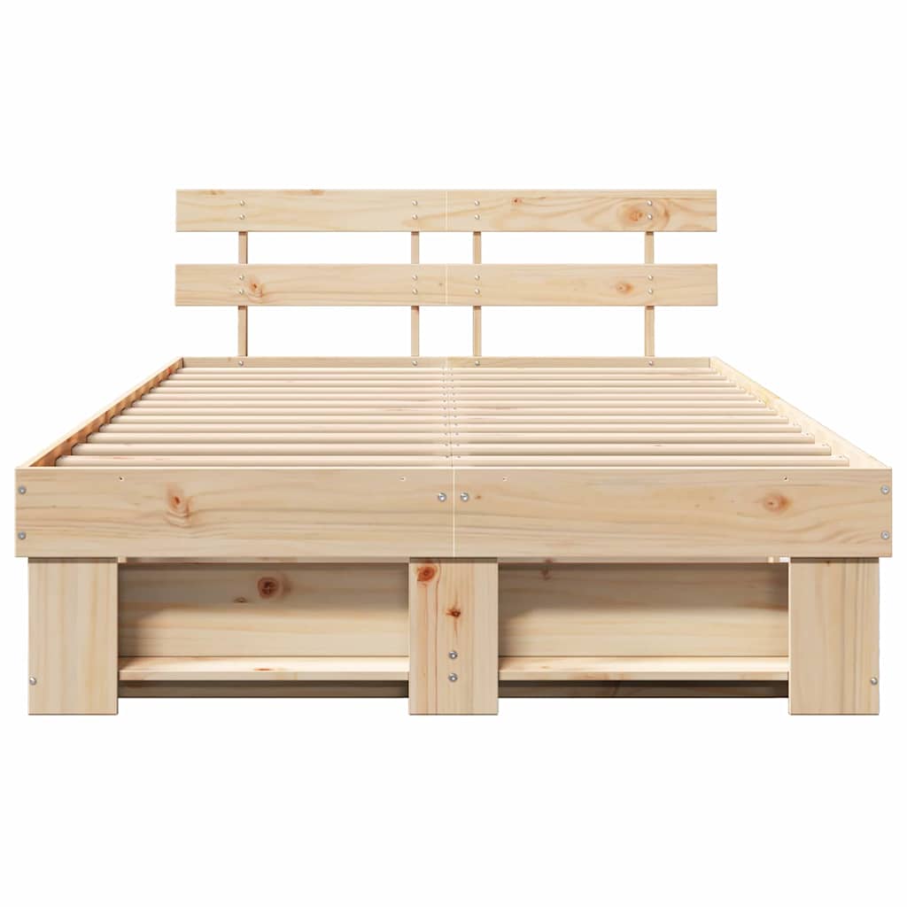 Bed Frame with Headboard Brown 120 x 190 cm Solid pine wood