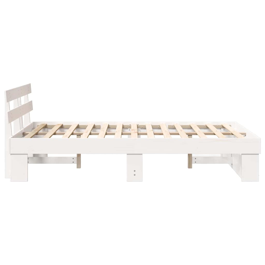 Bed Frame with Headboard White 120 x 190 cm Solid pine wood