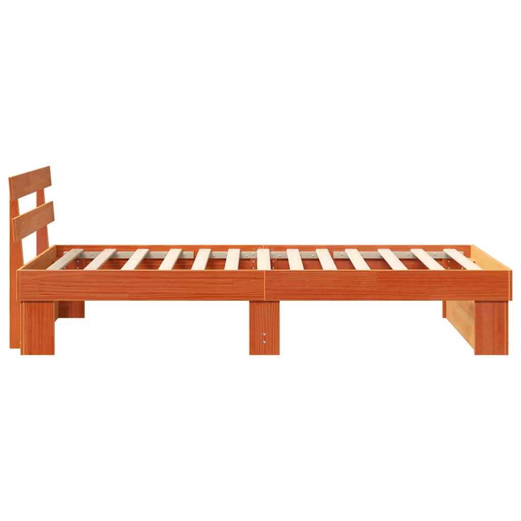Bed Frame with Headboard Wax brown 75 x 190 cm Solid pine wood