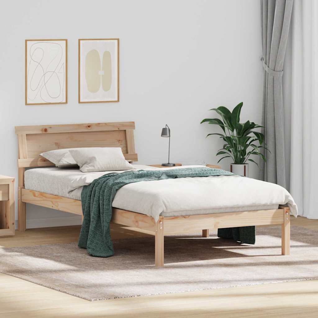 Bed Frame with Headboard Brown 80 x 200 cm Solid pine wood