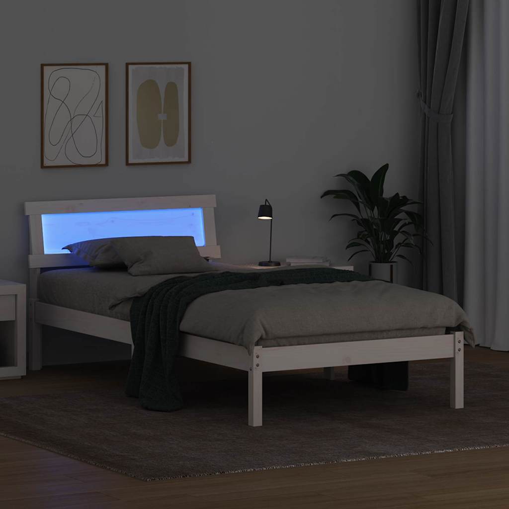 Bed Frame with Headboard White 80 x 200 cm Solid pine wood