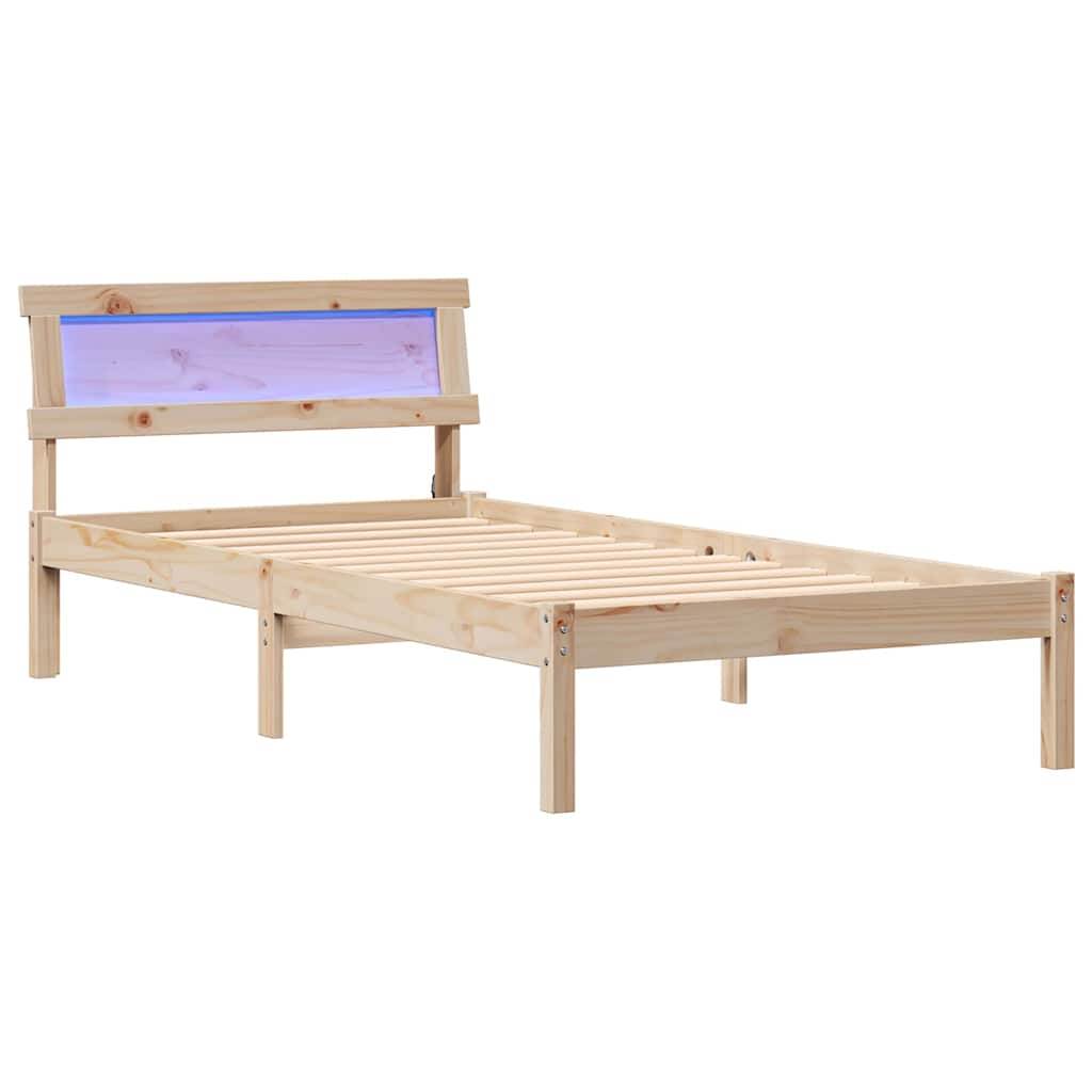 Bed Frame with Headboard Brown 90 x 190 cm Solid pine wood