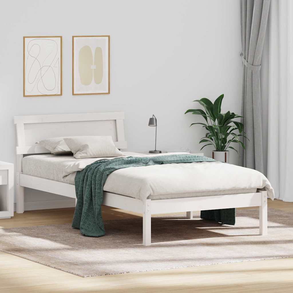 Bed Frame with Headboard White 90 x 190 cm Solid pine wood