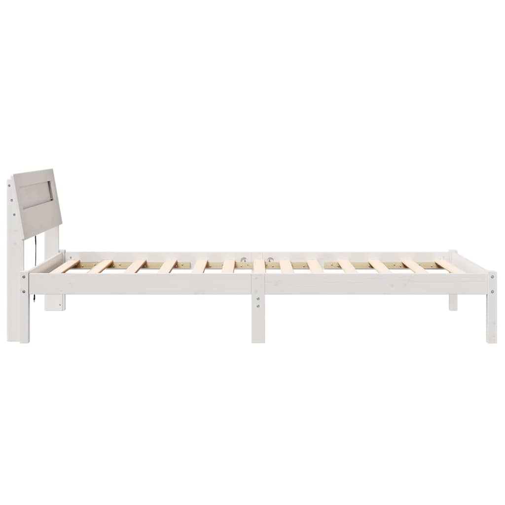 Bed Frame with Headboard White 90 x 190 cm Solid pine wood