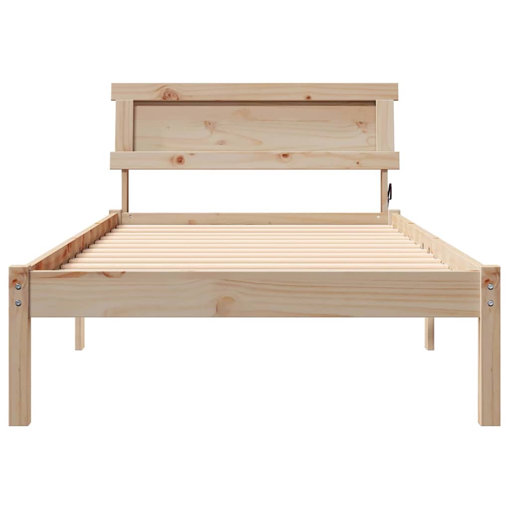 Bed Frame with Headboard Brown 75 x 190 cm Solid pine wood