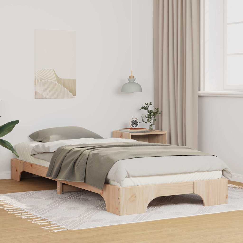 Floor Bed Frame with Storage Brown 80 x 210 cm Wood