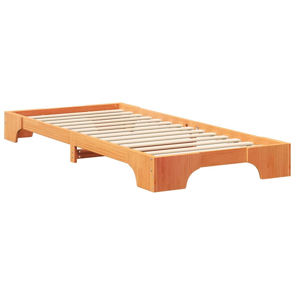 Floor Bed Frame with Storage Brown 80 x 210 cm Solid pine wood