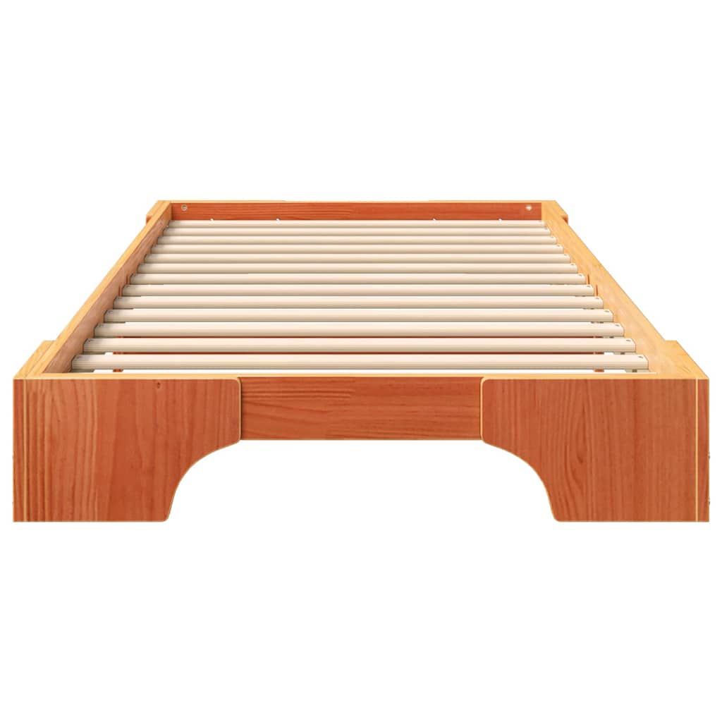 Floor Bed Frame with Storage Brown 80 x 210 cm Solid pine wood