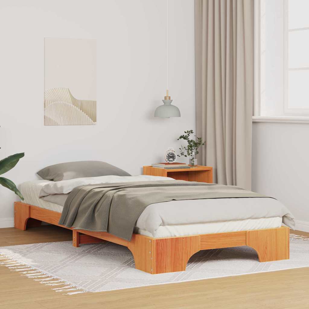 Floor Bed Frame with Storage Brown 90 x 210 cm Wood