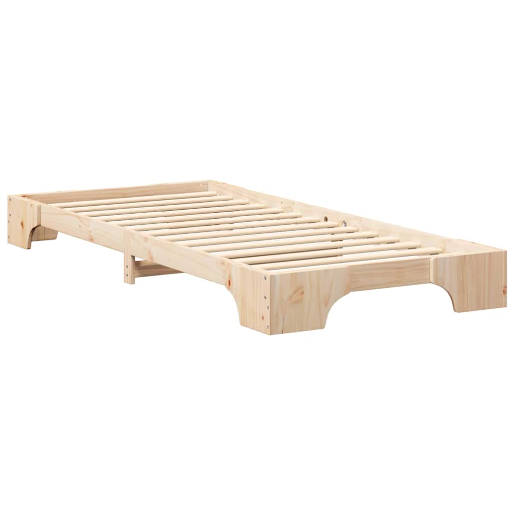 Floor Bed Frame with Storage Brown 100 x 210 cm Wood