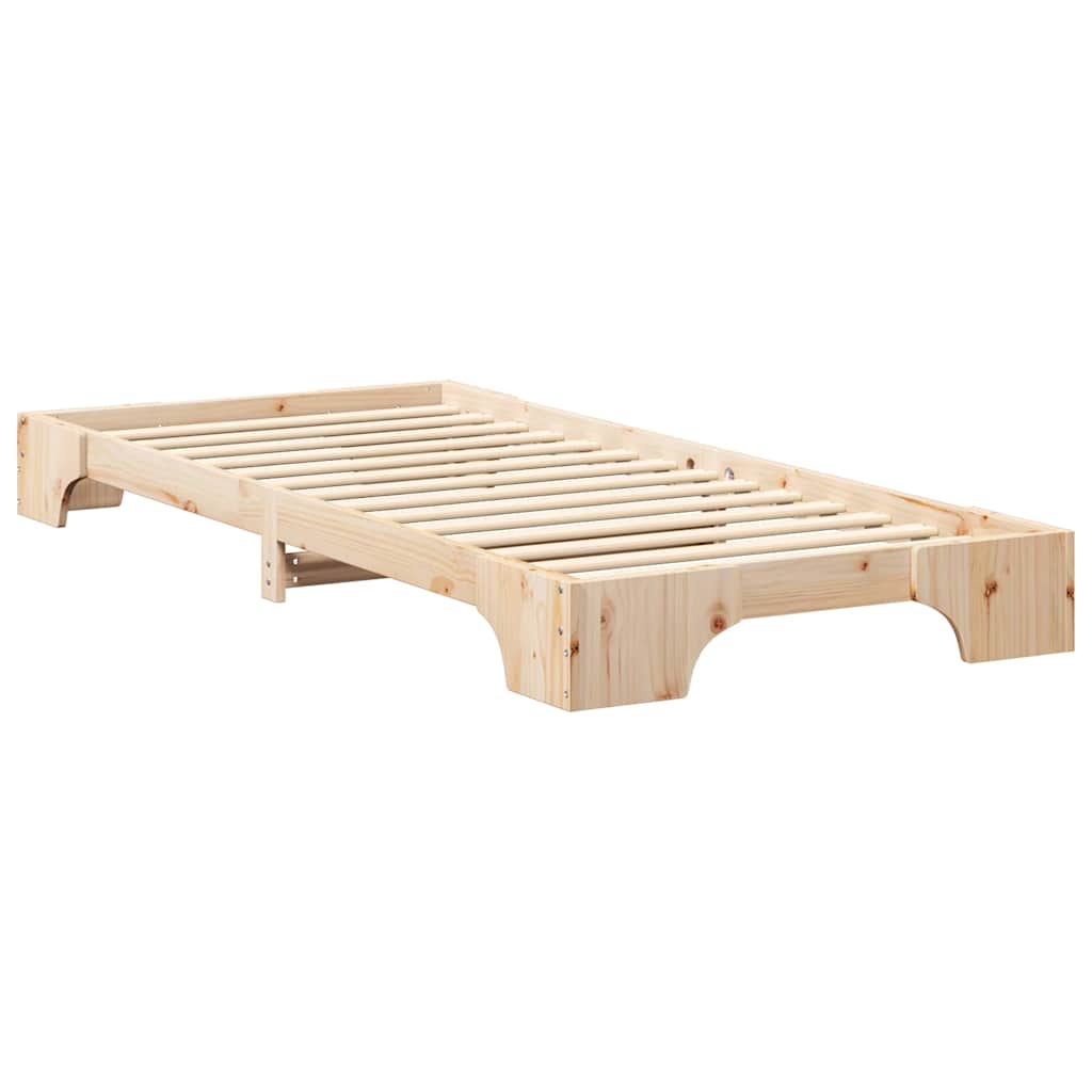 Floor Bed Frame with Storage Brown 100 x 210 cm Wood