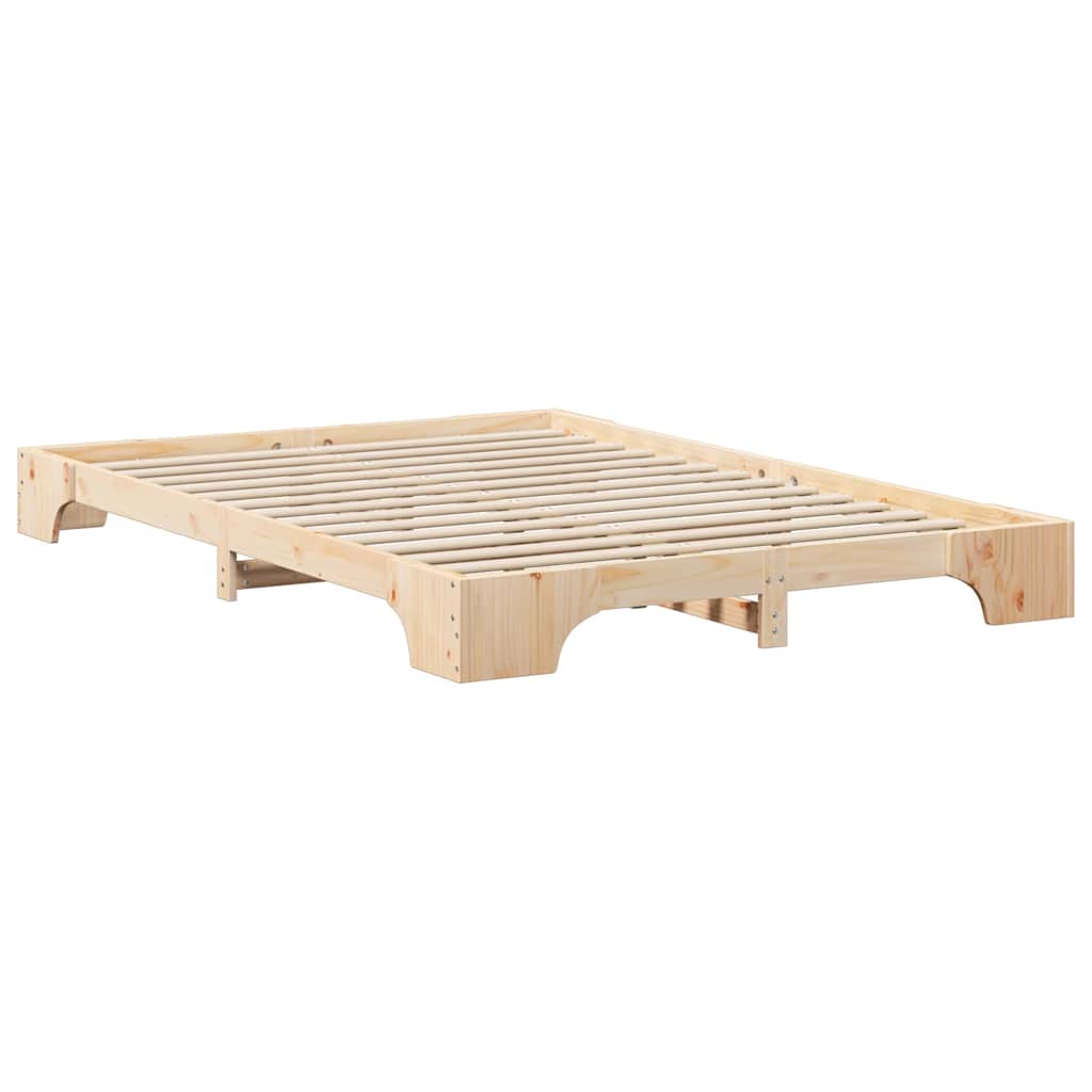 Floor Bed Frame with Storage Brown 140 x 210 cm Wood