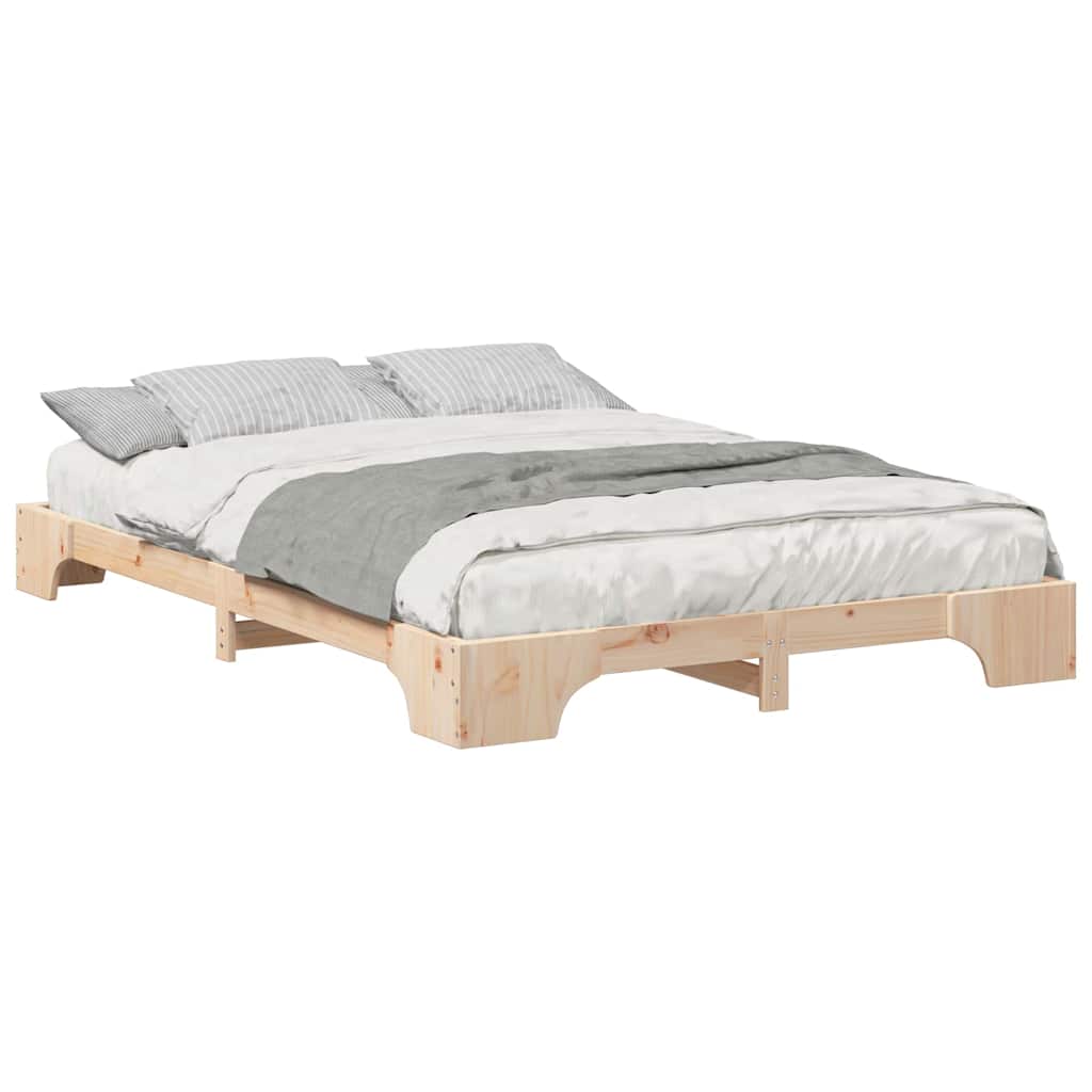 Floor Bed Frame with Storage Brown 140 x 210 cm Wood