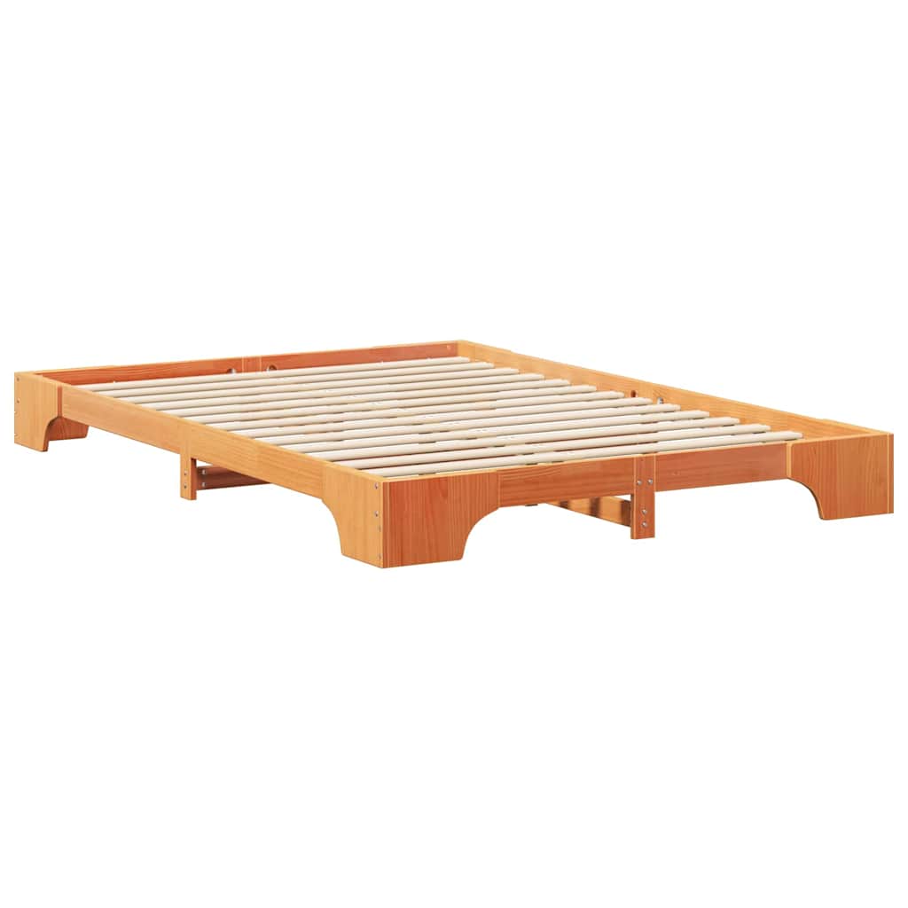 Floor Bed Frame with Storage Brown 140 x 210 cm Wood